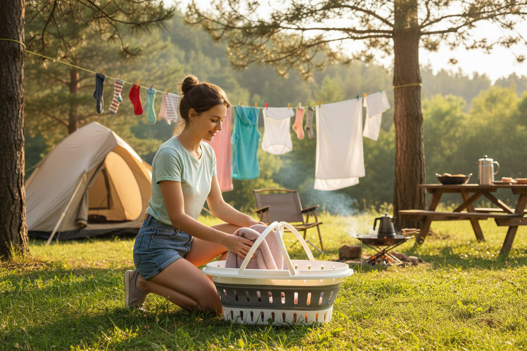 XL Flexibler Wäschekorb 25L 58x38x28cm faltbar mit Griff Faltkorb Waschkorb Camping
