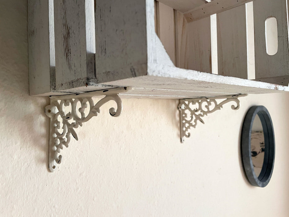 Vintage Regalwinkel Weiß 18cm Gusseisen Regalträger Winkel Konsole Halterung