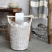 Toilettenpapier-Ständer Deko-Korb Shabby Weiß 40cm Rattan Look Klorollen-Halter