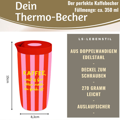 Edelstahl Thermobecher 350ml Kaffee Wein Coffee to Go Becher Kaffeebecher Tee