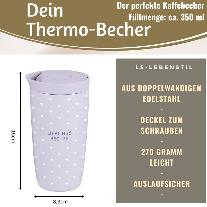 Edelstahl Thermobecher 350ml Lieblingsbecher Coffee to Go Becher Kaffeebecher Tee