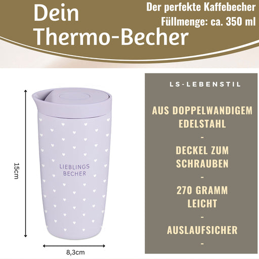 Edelstahl Thermobecher 350ml Lieblingsbecher Coffee to Go Becher Kaffeebecher Tee