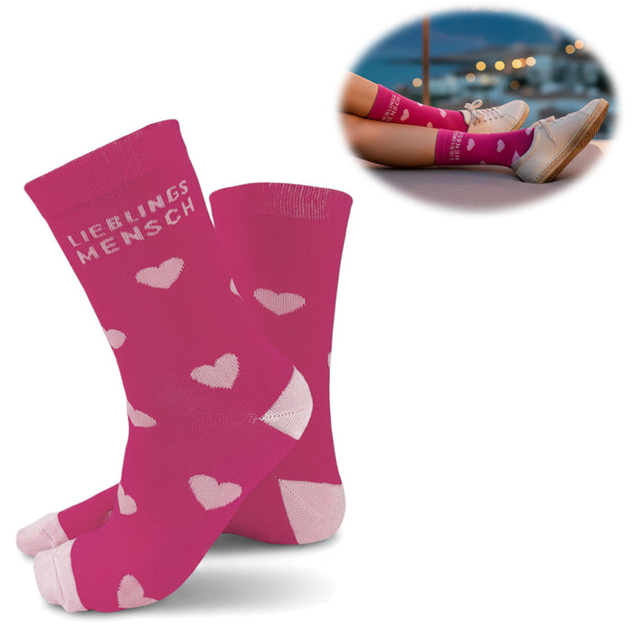 Coole lustige Socke Gr. 36-40 Spruch "Lieblingsmensch" Pink Damen Witzig Geschenk