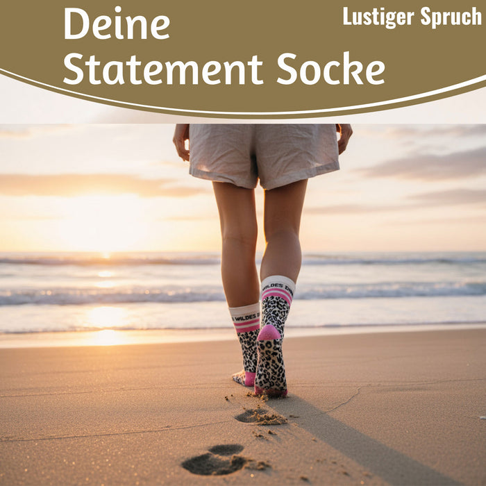 Coole lustige Socke Gr. 36-40 Spruch "Du Wildes Ding" Leo Damen Witzig Geschenk