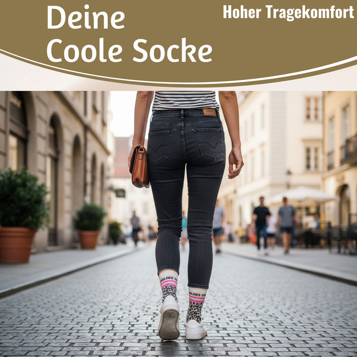 Coole lustige Socke Gr. 36-40 Spruch "Du Wildes Ding" Leo Damen Witzig Geschenk