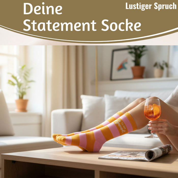 Coole lustige Socke Gr. 36-40 Spruch "Team Aperol" Rosa Damen Witzig Geschenk