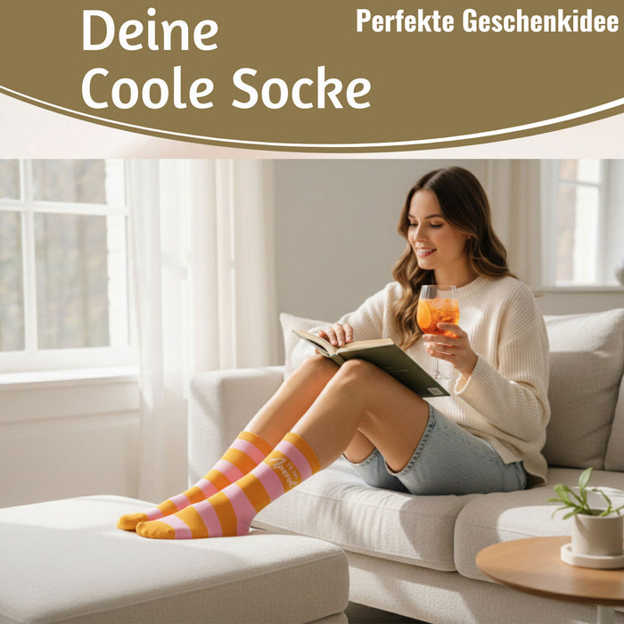 Coole lustige Socke Gr. 36-40 Spruch "Team Aperol" Rosa Damen Witzig Geschenk
