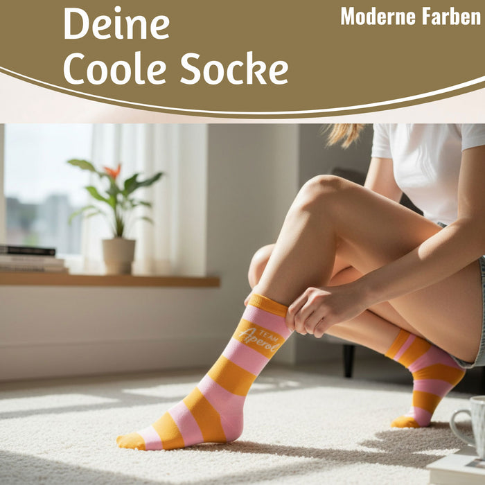 Coole lustige Socke Gr. 36-40 Spruch "Team Aperol" Rosa Damen Witzig Geschenk