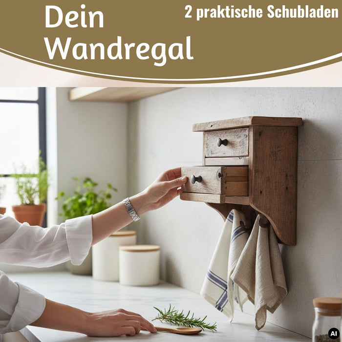 Vintage Küchenregal Dehli 25cm hängend mit 2 Haken Gewürzregal Wandreg — LS-LebenStil