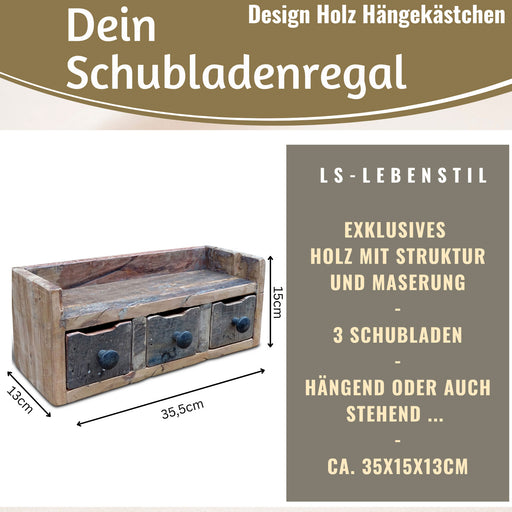 KI-generiertes Bild,Vintage Küchenregal 35cm hängend Gewürzregal Schubladenregal Wandregal Wandboard