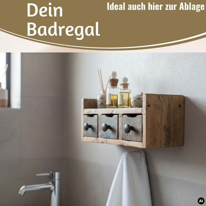 KI-generiertes Bild,Vintage Küchenregal 35cm hängend Gewürzregal Schubladenregal Wandregal Wandboard