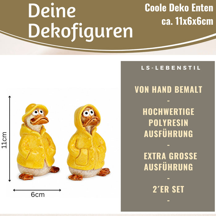 KI-generiertes Bild, 2x Deko Figuren Enten Set 11cm Gartenfigur Gartenzwerg Garten Statue Objekt