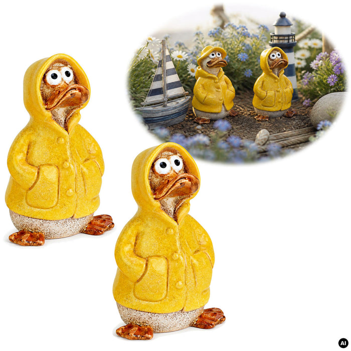 KI-generiertes Bild 2x Deko Figuren Enten Set 11cm Gartenfigur Gartenzwerg Garten Statue Objekt