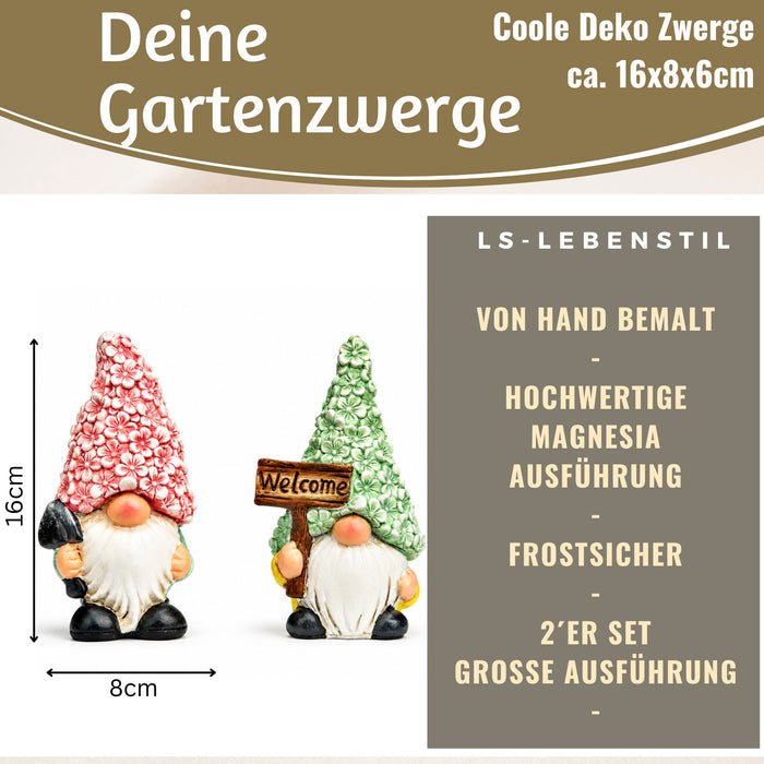 KI-generiertes Bild 2x Deko Figuren Wichtel Set 16cm Gartenwichtel Gartenzwerg Garten Objekt
