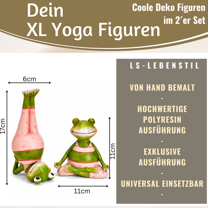 KI-generiertes Bild,2x XL Yoga Deko-Figuren Frösche Set 11cm Skulptur Gymnastik Feng Shui Deko-Objekt