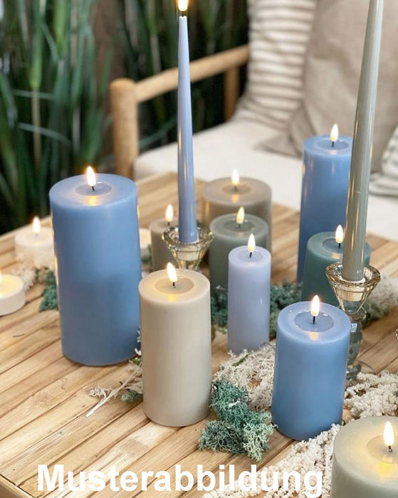 KI-generiertes Bild,Outdoor Real Flame 3D LED Stumpenkerze 15x10cm Blau Echtwachs flackernde Kerze