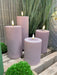 Real Flame 3D LED Stumpenkerze 10x10cm Lila Echtwachs flackernde Kerze