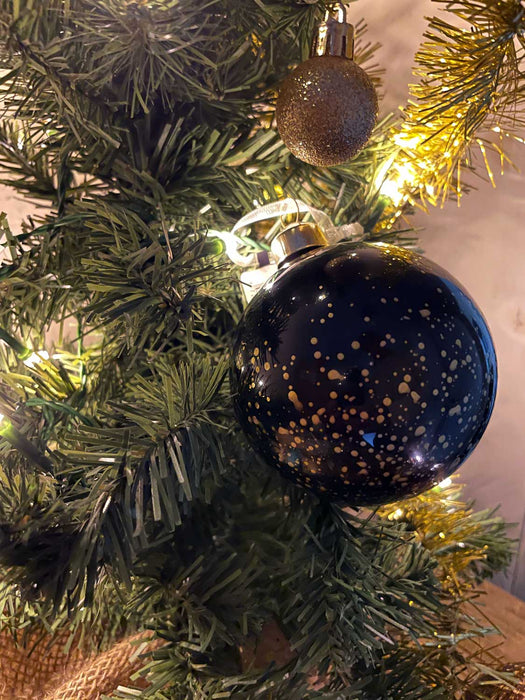 4 Glas Weihnachtskugeln 8cm Gold Edition Schwarz Weiß Christbaum Dekok — LS-LebenStil