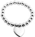 Elegantes Damen Kugelarmband 17cm Paris mit Herz Edelstahl Silber elastisch