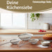 KI-generiertes Bild,Edelstahl Siebe 3´er Set 8cm 14cm 20cm Küchensiebe mit Aufhängeösen