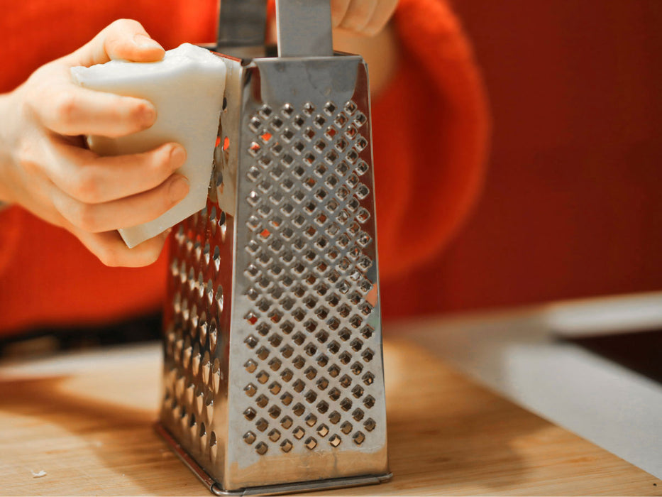 Edelstahl Vierkantreibe Gemüsereibe 24cm 4 verschiedene Reibeflächen Gurkenhobel