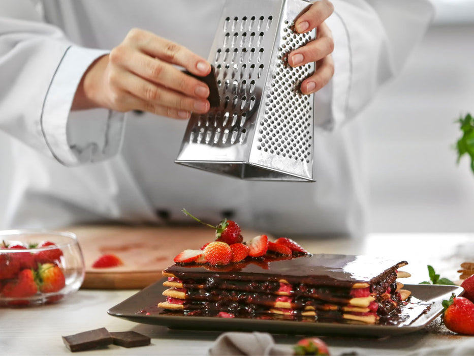 Edelstahl Vierkantreibe Gemüsereibe 24cm 4 verschiedene Reibeflächen Gurkenhobel