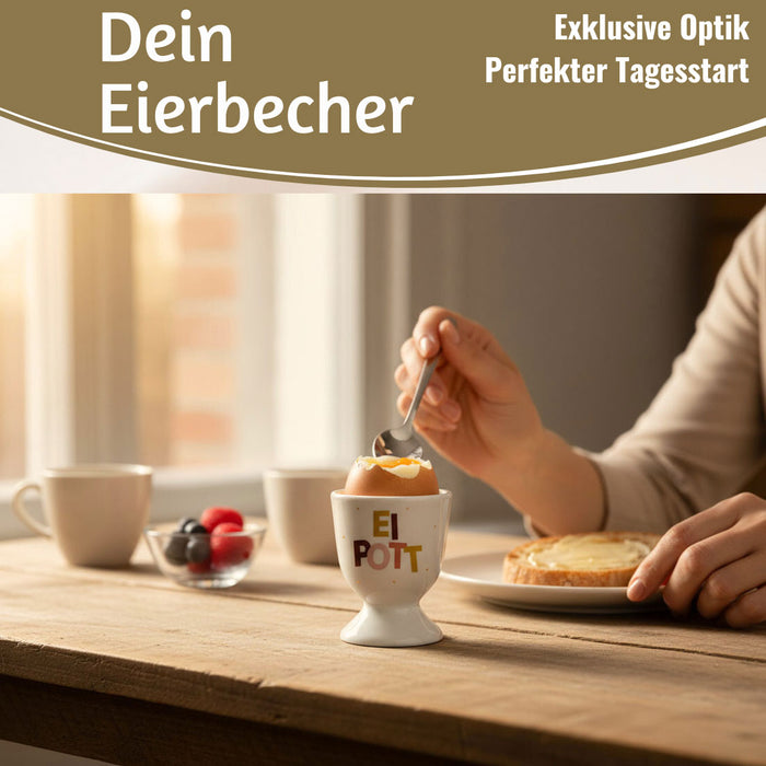 Eierbecher Echt-Gold Spruch "Ei Pott" Gute Laune Eierhalter