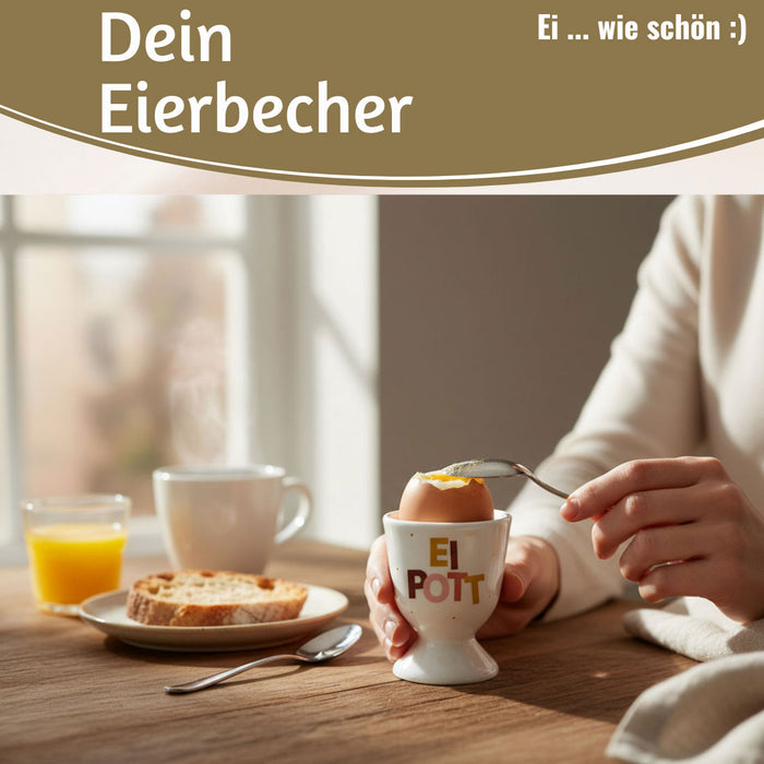 Eierbecher Echt-Gold Spruch "Ei Pott" Gute Laune Eierhalter