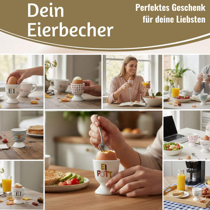 Eierbecher Echt-Gold Spruch "Ei Pott" Gute Laune Eierhalter