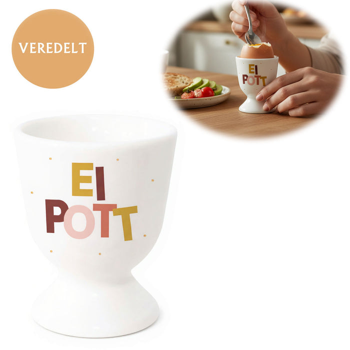 Eierbecher Echt-Gold Spruch "Ei Pott" Gute Laune Eierhalter