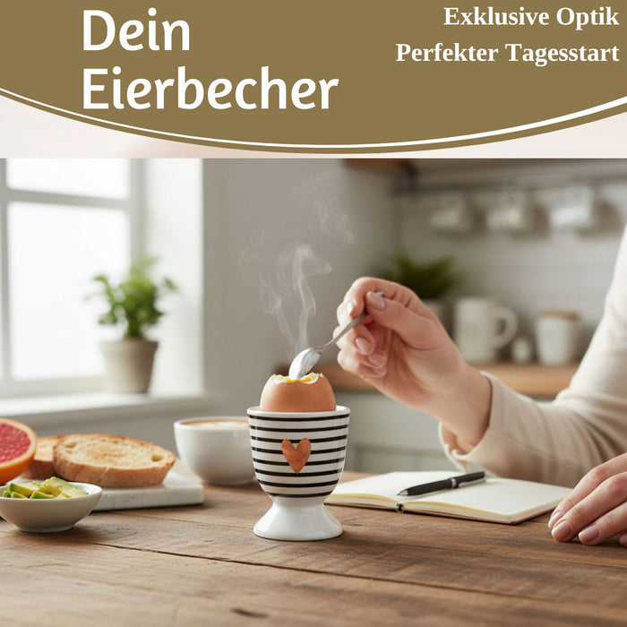 Eierbecher Echt-Gold Motiv "Herz Gold" Schwarz Weiß Gute Laune Eierhalter