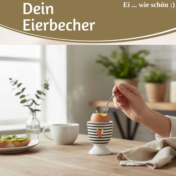 Eierbecher Echt-Gold Motiv "Herz Gold" Schwarz Weiß Gute Laune Eierhalter