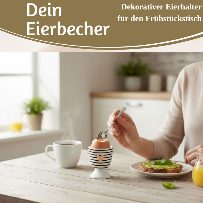Eierbecher Echt-Gold Motiv "Herz Gold" Schwarz Weiß Gute Laune Eierhalter