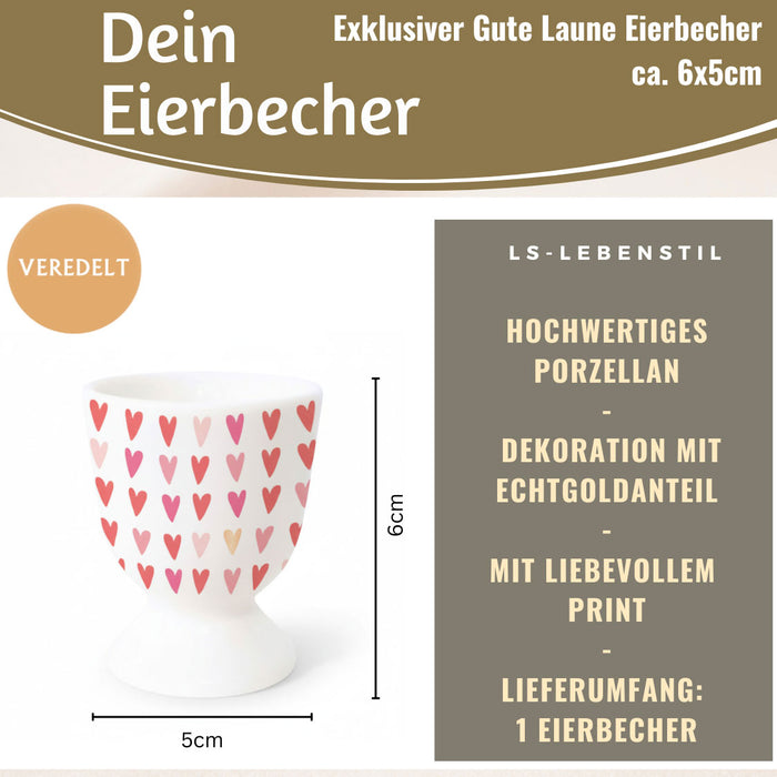 Eierbecher Echt-Gold Motiv "Herzen / Liebe" Gute Laune Eierhalter