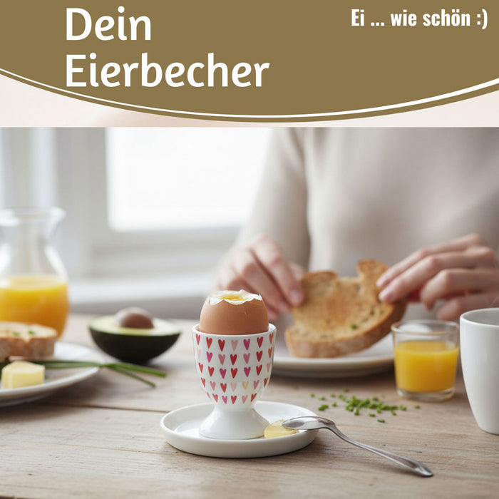 Eierbecher Echt-Gold Motiv "Herzen / Liebe" Gute Laune Eierhalter