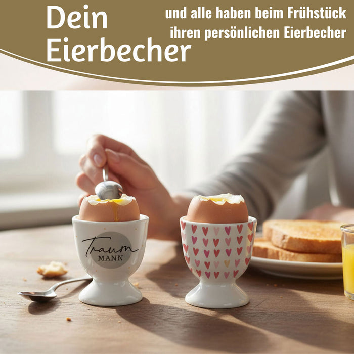 Eierbecher Echt-Gold Motiv "Herzen / Liebe" Gute Laune Eierhalter