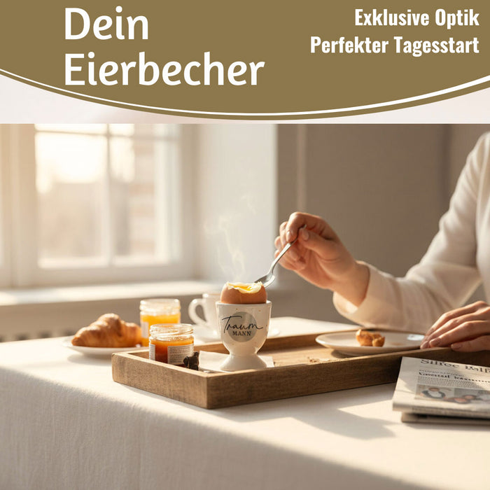 Eierbecher Echt-Gold Spruch "Traummann" Gute Laune Eierhalter