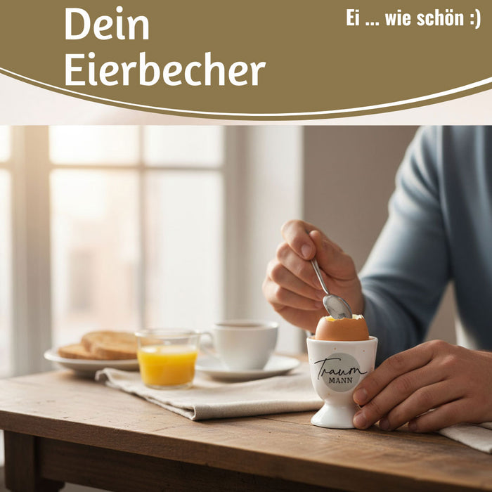 Eierbecher Echt-Gold Spruch "Traummann" Gute Laune Eierhalter