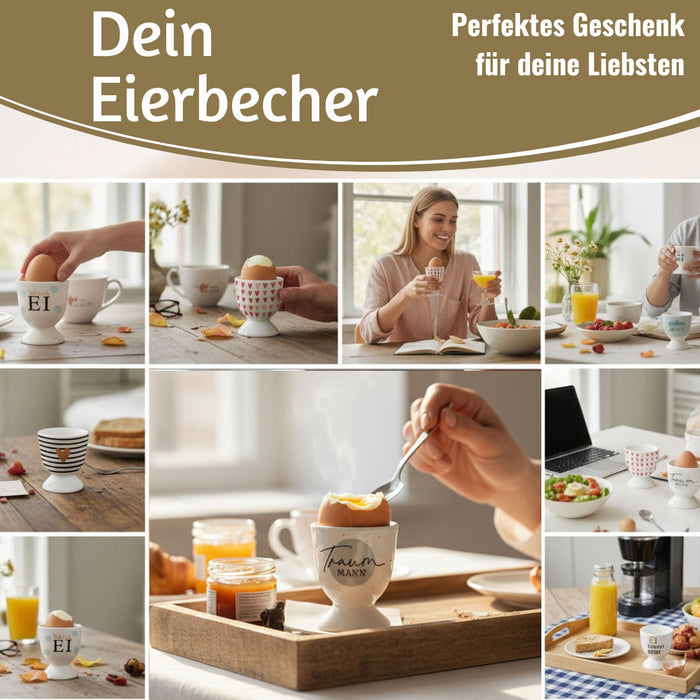 Eierbecher Echt-Gold Spruch "Traummann" Gute Laune Eierhalter