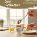 KI-generiertes Bild,Eierbecher Echt-Gold Spruch "Weich Ei" Gute Laune Eierhalter