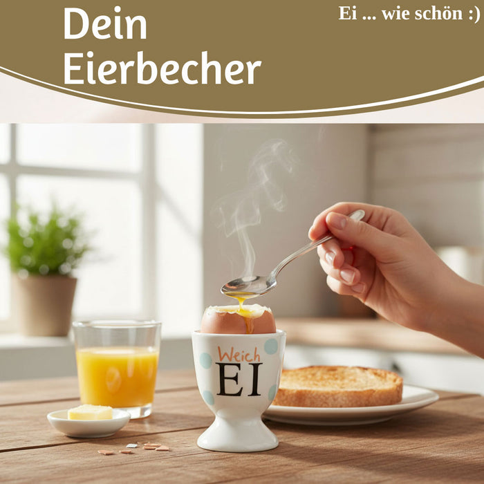 Eierbecher Echt-Gold Spruch "Weich Ei" Gute Laune Eierhalter