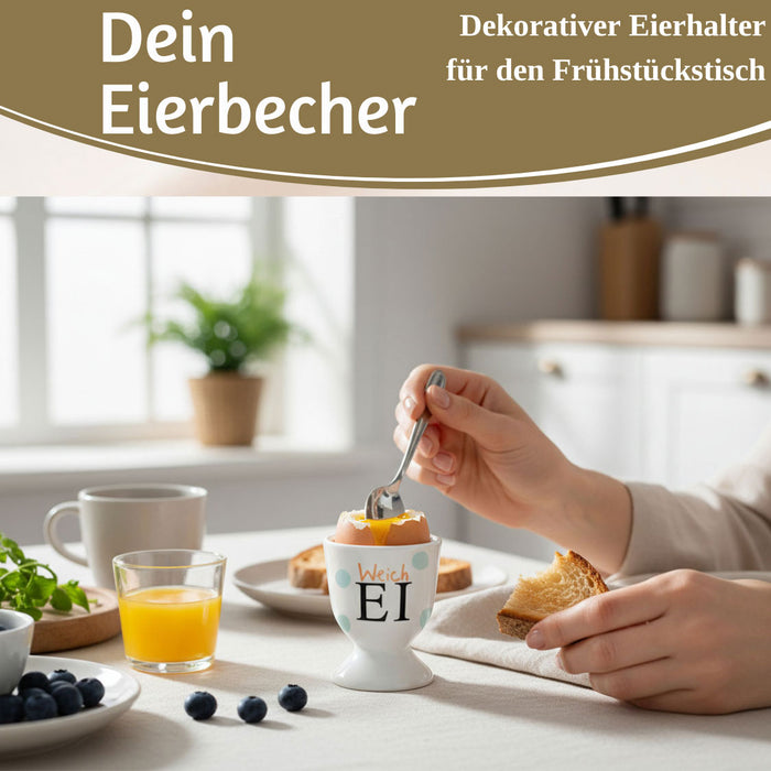 Eierbecher Echt-Gold Spruch "Weich Ei" Gute Laune Eierhalter