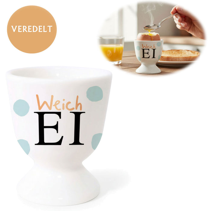 Eierbecher Echt-Gold Spruch "Weich Ei" Gute Laune Eierhalter