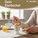 KI-generiertes Bild,Eierbecher Echt-Gold Spruch "Guten Morgen" Küken Gute Laune Eierhalter