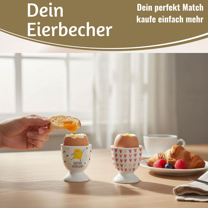 KI-generiertes Bild,Eierbecher Echt-Gold Spruch "Guten Morgen" Küken Gute Laune Eierhalter