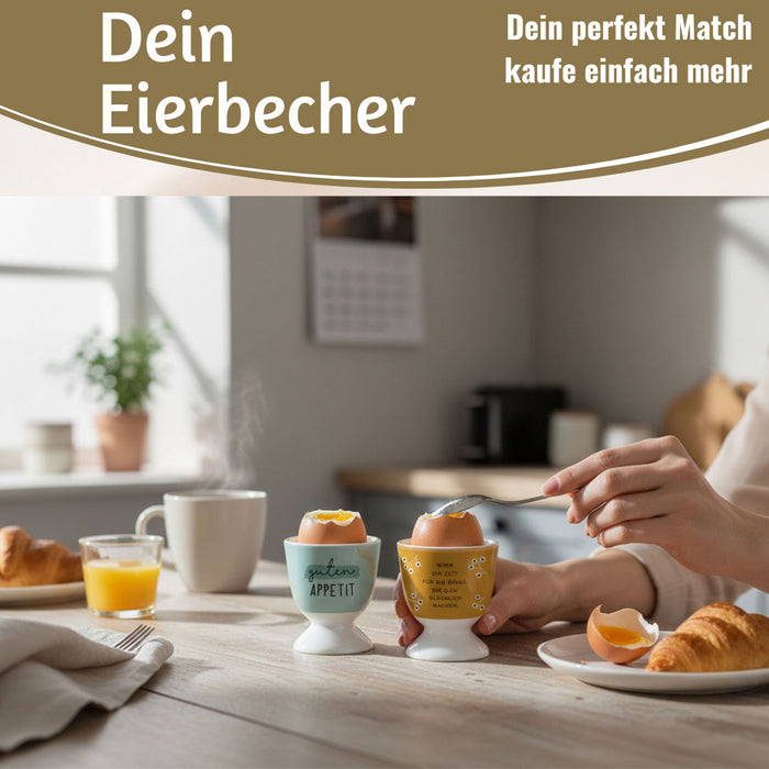 Eierbecher Echt-Gold Spruch "Guten Appetit" Gute Laune Eierhalter