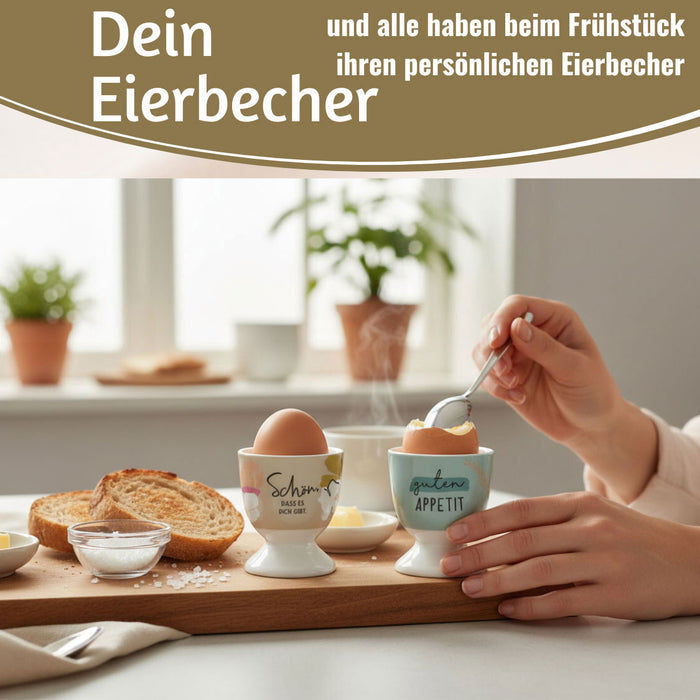 Eierbecher Echt-Gold Spruch "Guten Appetit" Gute Laune Eierhalter