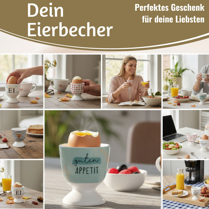 Eierbecher Echt-Gold Spruch "Guten Appetit" Gute Laune Eierhalter