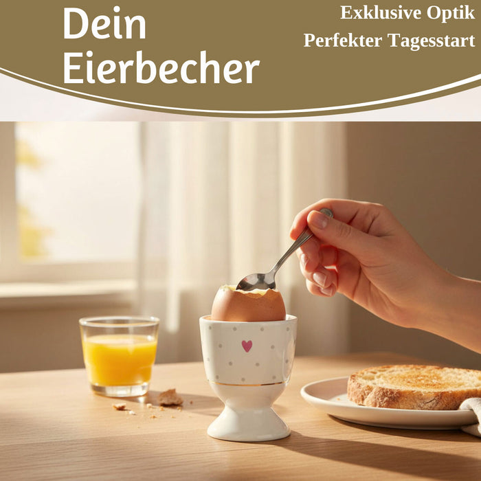 Eierbecher Echt-Gold Motiv "Herz mit Punkten" Gute Laune Eierhalter