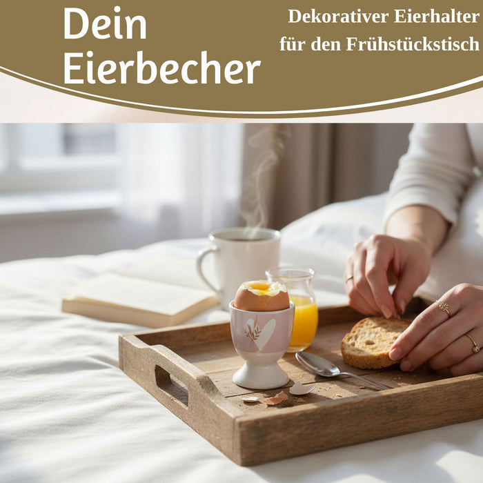 Eierbecher Echt-Gold Motiv "Herz mit Strauß" Gute Laune Eierhalter